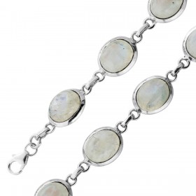 Mondstein Armband Silber 925 Regenbogen Edelsteine 30ct.