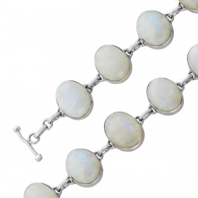 Mondstein Armband Silber 925 Regenbogen Edelsteine 50ct