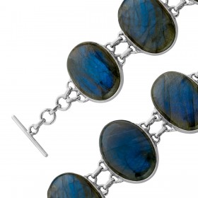 Labradorit Armband Silber 925 blaue Edelsteine 75ct 