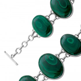 Malachit Armband Silber 925 grüne Edelsteine 100ct