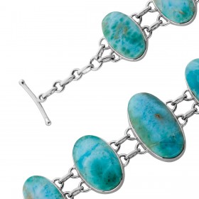 Larimar Armband Silber 925 himmelblaue Edelsteine 105ct