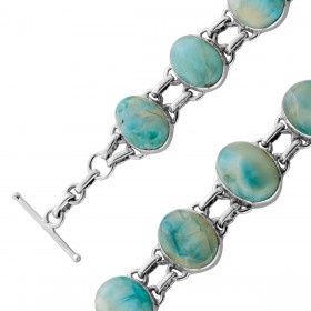 Larimar Armband Silber 925 himmelblaue Edelsteine 45ct