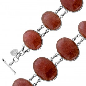 Erdbeerquarz Armband Silber 925 pinke Edelsteine 75ct 