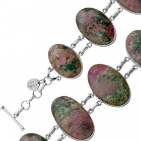 Cobalt Calcit Armband Silber 925 grün pinke Edelsteine 75ct