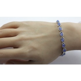 Tennisarmband Silber 925 nat Tansanit Edelsteine 8-8.9ct