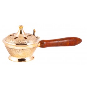 Räuchergefäß Arabia Holzgriff Berk KH-605 massiv Messing