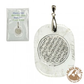 Bergkristall Anhänger Silber 925 Blume des Lebens Gravur Bergkristall 