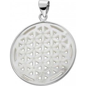 Blume des Lebens Anhänger Silber 925 Perlmutt Einlage 9.50ct.