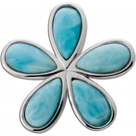 Larimar Blumen Anhänger Silber 925 hellblaue Edelsteine 5.0ct