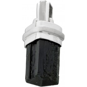 Schörl Edelstein Anhänger Sterlingsilber 925 schwarzer Turmalin