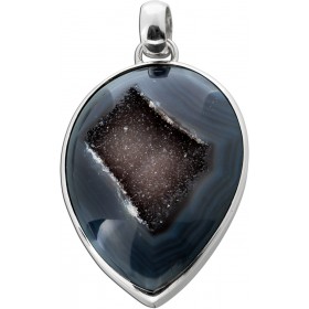 Achat  Anhänger Sterlingsilber 925 schwarz blaue Druse 51.35ct.  