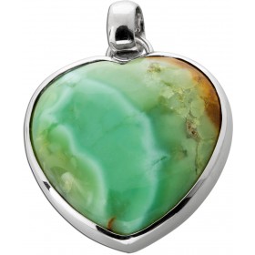 Herz Chrysopras Anhänger Silber 925 grüner Edelstein 48.60ct.