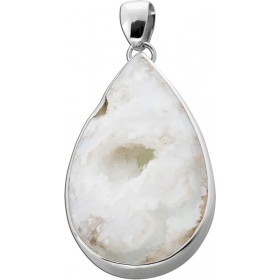 Achat Anhänger Silber 925 schneeweiße Edelstein Druse 38.0ct.