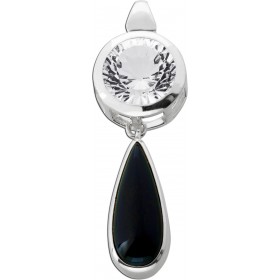 Onyx Anhänger schwarzer Edelstein 12ct Bergkristall 14ct Silber 925