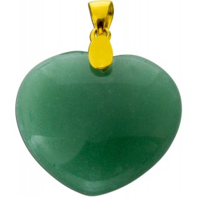 Herz Aventurin Anhänger grüner Edelstein 47.0ct. Silber 925 vergoldet