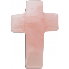 Kreuz  Rosenquarz Edelsteinanhänger rosa Edelstein gebohrt