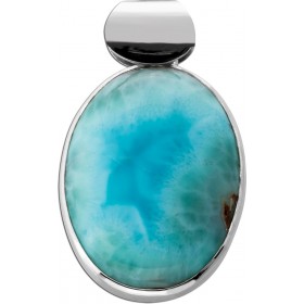 Larimar Anhänger Silber 925 Larimar Edelstein 41ct. hellblau weiß 