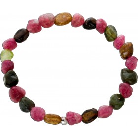 Turmalin Armband Edelstein bunte Rohsteine 6-8mm Silber 925 