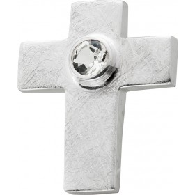 Kreuzanhänger Silber 925 weißer Topas Edelstein 