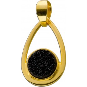 Achat Anhänger Gelbgold vergoldet schwarze Druse 3.8ct.