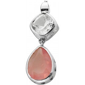 Rosenquarz Anhänger Silber 925 Bergkristall 25ct rosa Edelstein 29ct