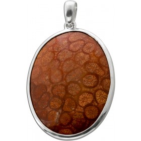 Korallen Anhänger Silber 925 versteinerte Koralle