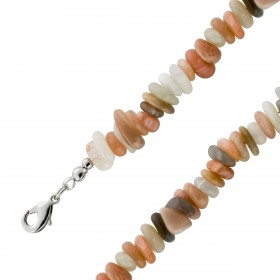 Mondstein Kette weiss orange grau Nuggets 10mm 