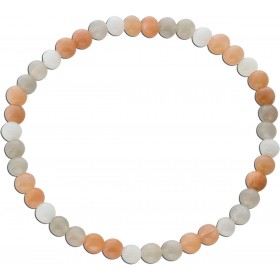 Mondstein Armband weiss grau pfirsich Kugeln 4mm 