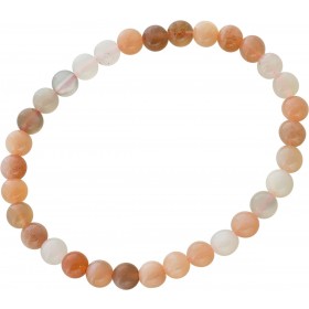 Mondstein Armband grau weiss braune Kugeln 6mm