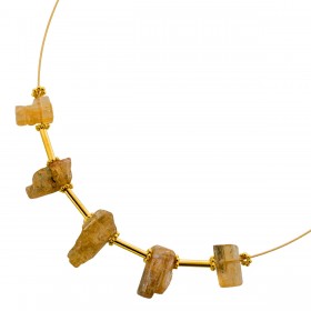 Imperialtopas Halsreif Gelbgold vergoldet gelbe Natur Edelsteine 40ct.