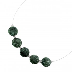 Serafinit Halsreif Silber 925 grüner Natur Edelstein 61.6ct  