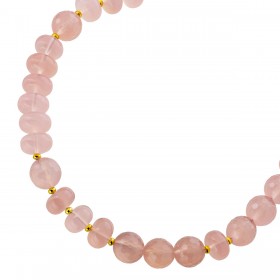 Chalcedon Kette Gelbgold vergoldet rose Natur Edelstein Kugeln 