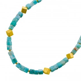 Larimar Collier Silber vergoldet himmelblauer Natur Edelstein 137ct.
