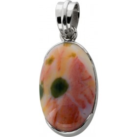 Jaspis Anhänger Silber 925 rosa grüner Edelstein 12ct 