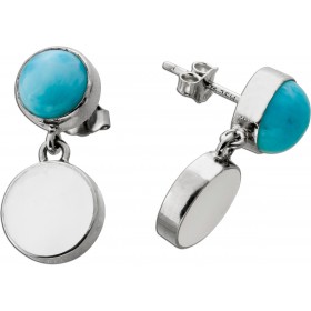 Larimar Ohrhänger Silber 925 himmelblaue Edelsteine 5ct Perlmutt 1.5ct 