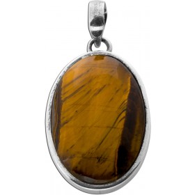 Tigerauge Anhänger Silber 925 gold brauner Edelstein 40ct