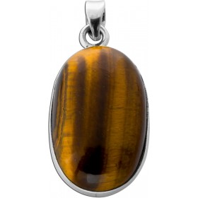 Tigerauge Anhänger Silber 925 gold brauner Edelstein 25ct