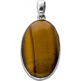 Tigerauge Anhänger Silber 925 gold brauner Edelstein 35ct
