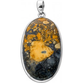 Jaspis Anhänger Silber 925 gold brauner Maligano Edelstein 30ct