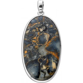 Jaspis Anhänger Silber 925 orange grüner Maligano Edelstein 35ct 