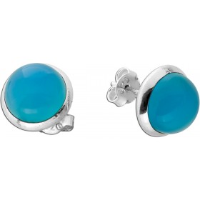 Chalzedon Ohrstecker Silber 925 blaue Natur Edelsteine 7.5ct