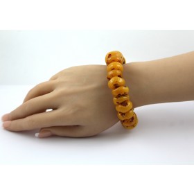 Bernstein Armband Butterscotch honiggelb braune Edelsteine flexibel
