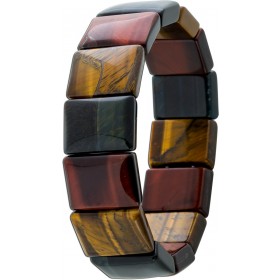 Tigerauge Armband schwarz braun goldene Edelsteine flexibel