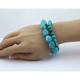 Türkis Armband Set türkis schwarze Edelsteine flexibel