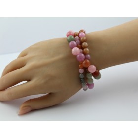 Edelsteinarmband Amethyst Rosenquarz Mondstein Rhodochrosit Jade Calzit