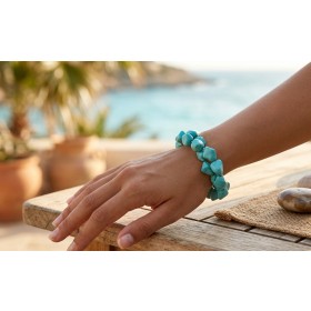 Türkis Armband Set hellblaue Edelsteine flexibel Edelsteinarmband