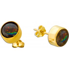 Ammolit Ohrsteker Silber vergoldet Natur Edelsteine
