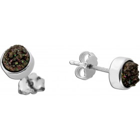 Edelstein Ohrstecker Silber 925 schwarze Natur Drusen
