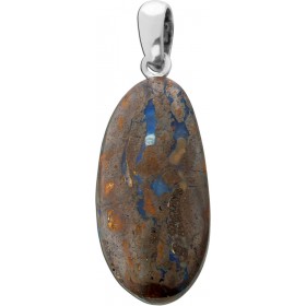 Opal Anhänger Silber 925 Natur Boulderopal Edelstein 