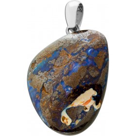 Opal Anhänger Silber 925 Natur Boulderopal Edelstein